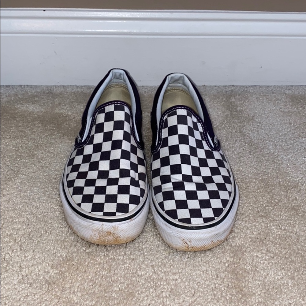 Purple checkerboard Vans